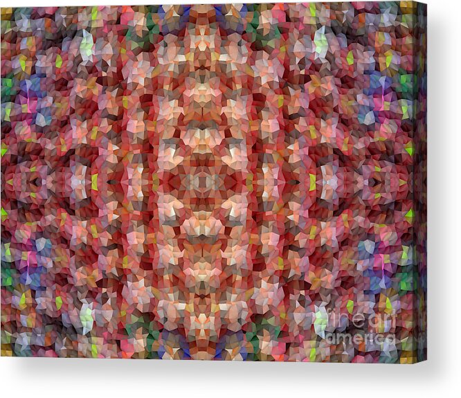 Red Acrylic Print featuring the digital art Abstract Mosaic in Red Rainbow by Beverly Claire Kaiya
