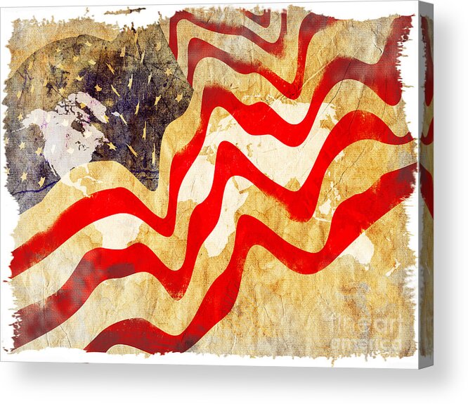 Usa Acrylic Print featuring the painting Abstract USA Flag by Stefano Senise