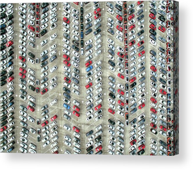 Freight Transportation Acrylic Print featuring the photograph Aerial View Of Parked Cars by Orbon Alija