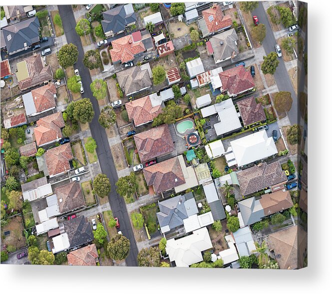 Suburb Acrylic Print featuring the photograph Aerial View Of Suburban Melbourne by Georgeclerk