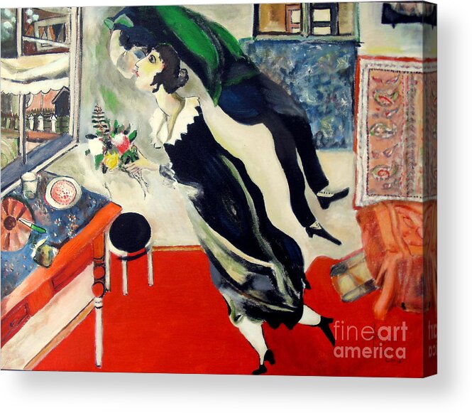 Reproduction Acrylic Print featuring the painting after Marc Chagall by Jodie Marie Anne Richardson Traugott     aka jm-ART
