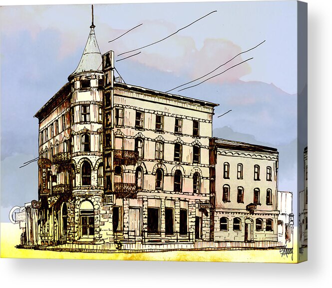 Old Hotel Acrylic Print featuring the drawing Alberta Hotel by Stan Kwong