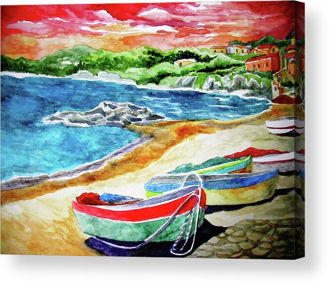 Amalfi Coast Acrylic Print featuring the painting Amalfi by Kandy Cross