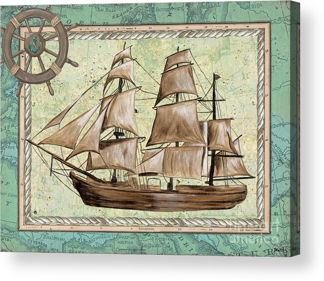 Aqua Acrylic Print featuring the painting Aqua Maritime 1 by Debbie DeWitt
