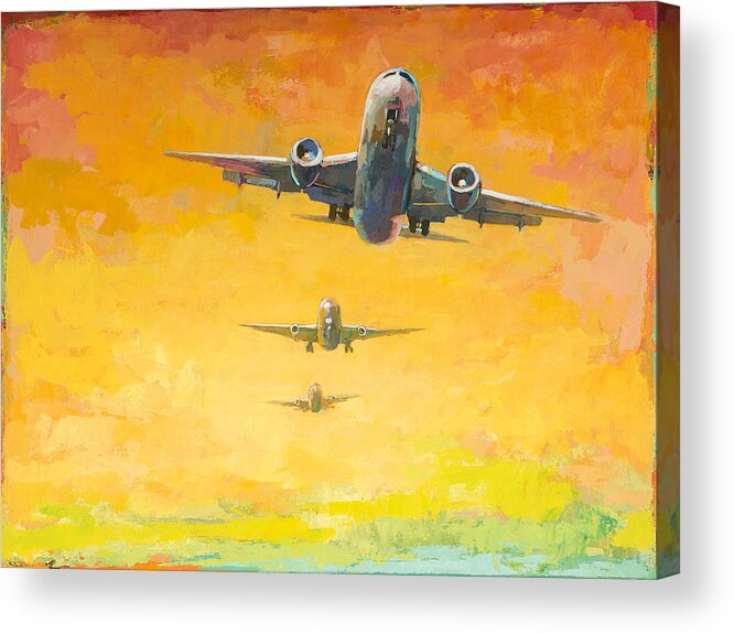 Airplanes Acrylic Print featuring the painting Arrivals #4 by David Palmer