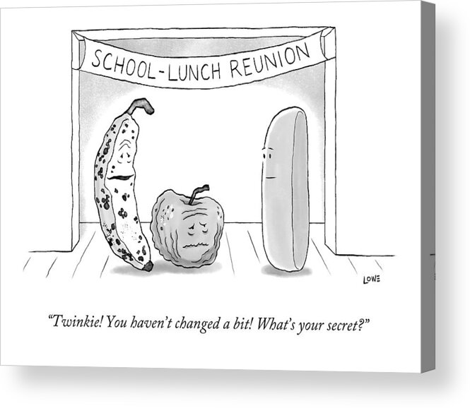 High School Reunion Acrylic Print featuring the drawing At A School Lunch Reunion by Christian Lowe