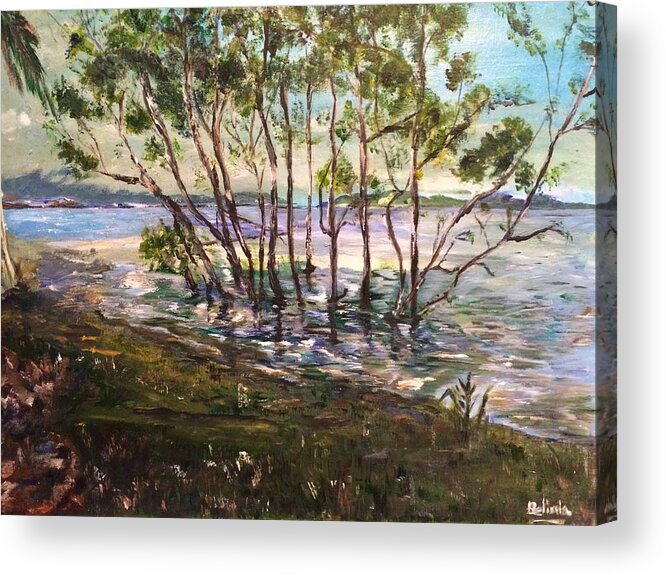 Trees Acrylic Print featuring the painting At One With You by Belinda Low