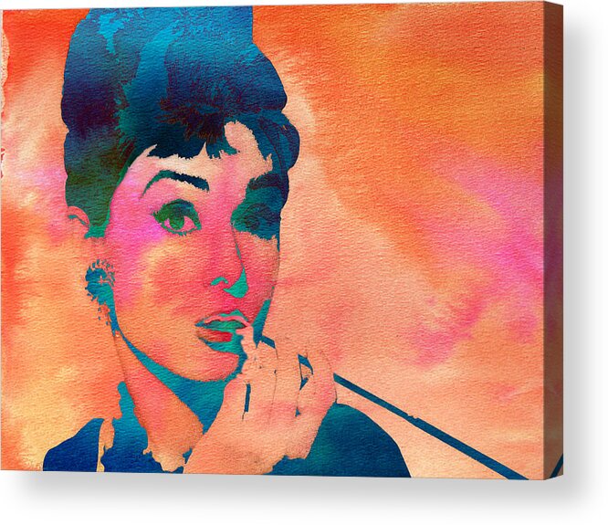 Audrey Hepburn Acrylic Print featuring the painting Audrey Hepburn 1 by Brian Reaves