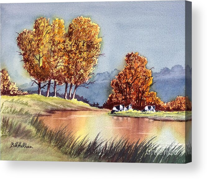Bill Holkham Acrylic Print featuring the painting Autumn Golds by Bill Holkham