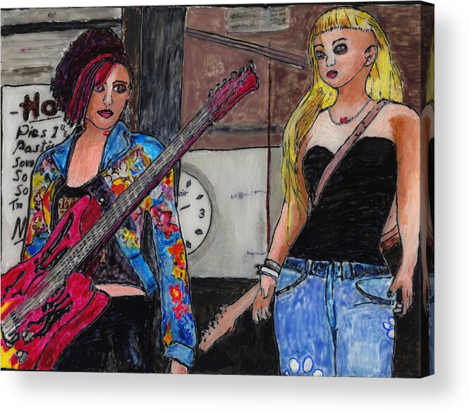 Girls Acrylic Print featuring the painting Avatar Girls by Phil Strang
