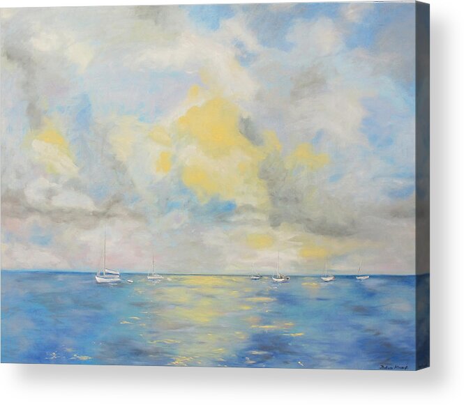 Seascape Acrylic Print featuring the painting Bahamian Skies by Barbara Anna Knauf