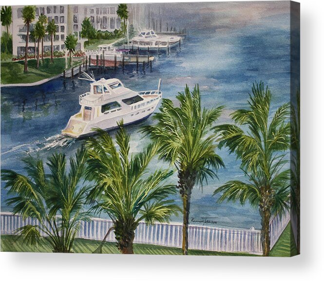 Cabin Cruiser Acrylic Print featuring the painting Balcony View by Roxanne Tobaison