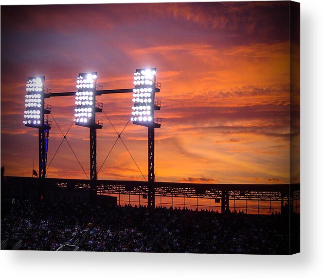 Baseball Acrylic Print featuring the photograph Ballpark At Sunset by Owen Weber