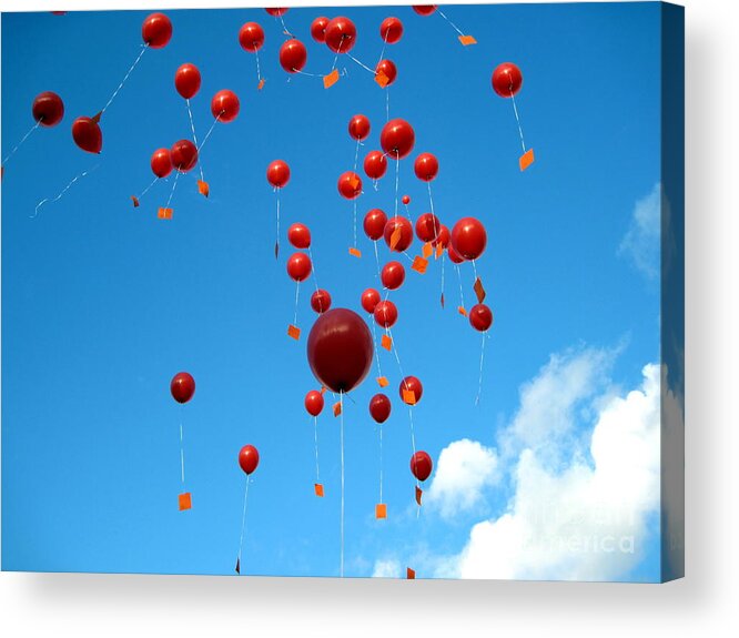 Up Acrylic Print featuring the photograph Balloons in the Air by Amanda Mohler