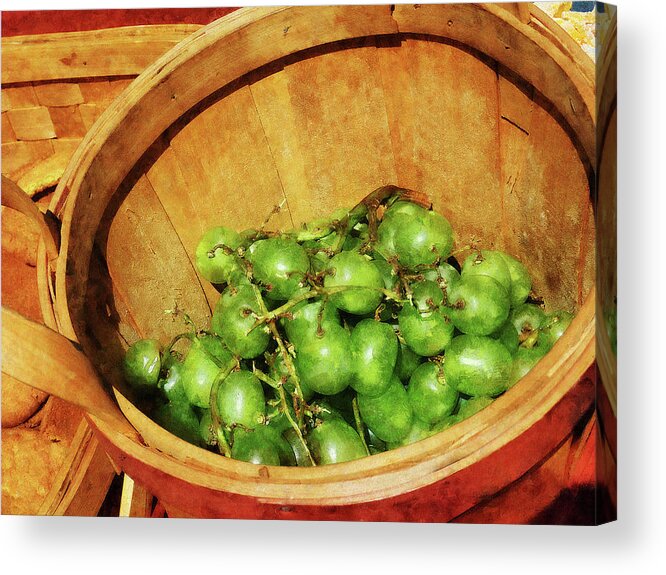 Grapes Acrylic Print featuring the photograph Basket of Green Grapes by Susan Savad