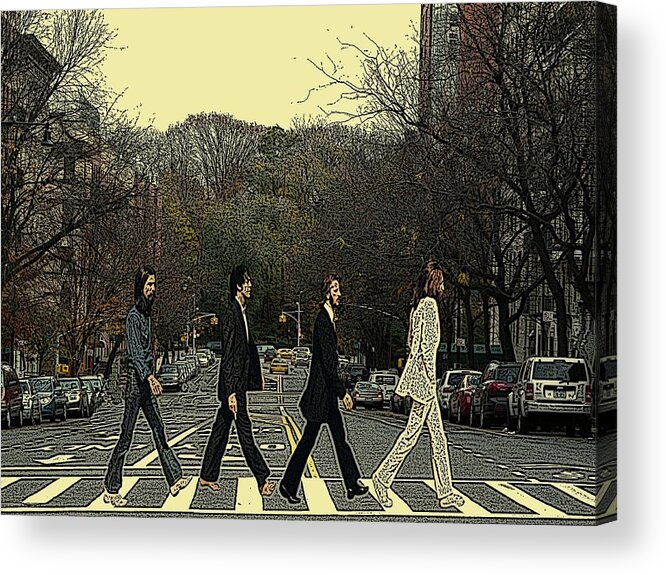 Beatles Acrylic Print featuring the photograph Beatles Walk New York by Movie Poster Prints