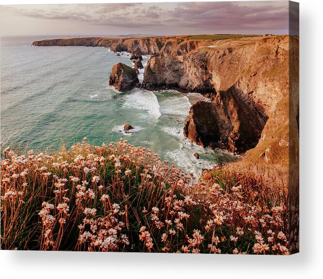 Scenics Acrylic Print featuring the photograph Bedruthan Steps, Cornwall, Uk by Doug Armand