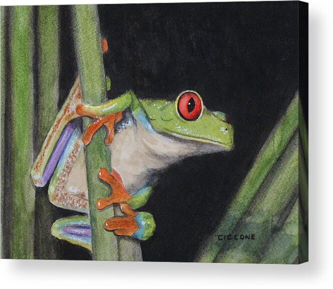 Frog Acrylic Print featuring the painting Being Green by Jill Ciccone Pike