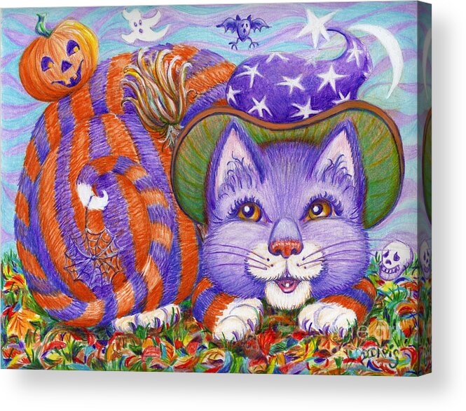 Halloween Acrylic Print featuring the drawing Bellaweena by Dee Davis