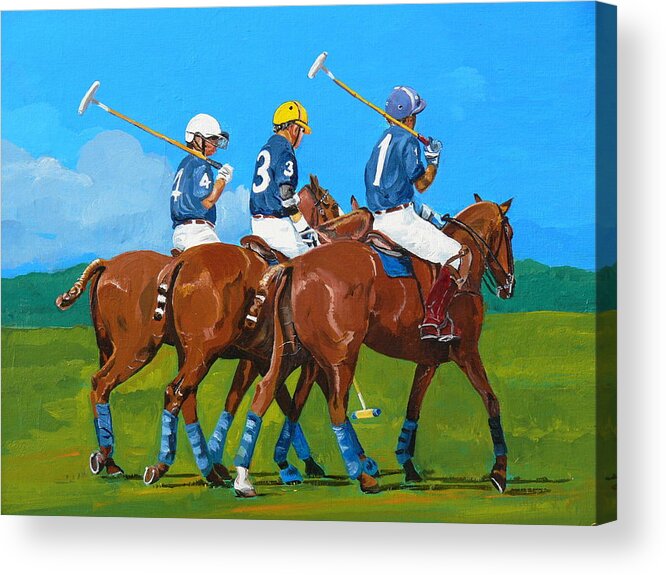 Polo Acrylic Print featuring the painting Blue Team by Janina Suuronen