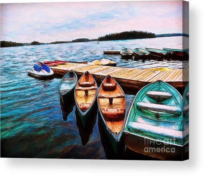 Boats Acrylic Print featuring the photograph Boats Are Waiting by Claire Bull