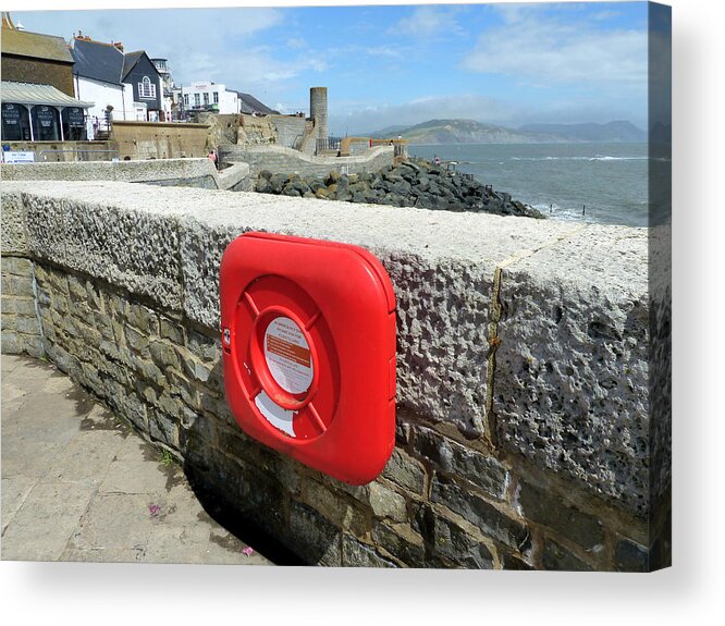 Bouy Acrylic Print featuring the photograph Bouy on Lyme Regis Sea Wall by Gordon James
