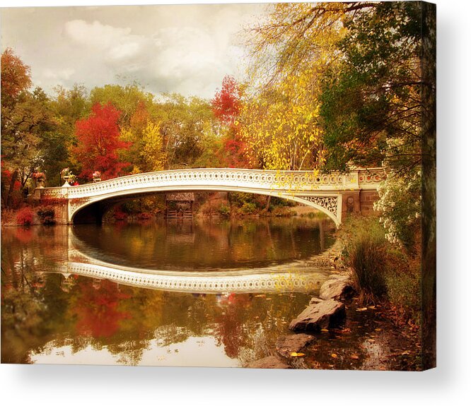Bow Bridge Acrylic Print featuring the photograph Bow Bridge Reflected by Jessica Jenney