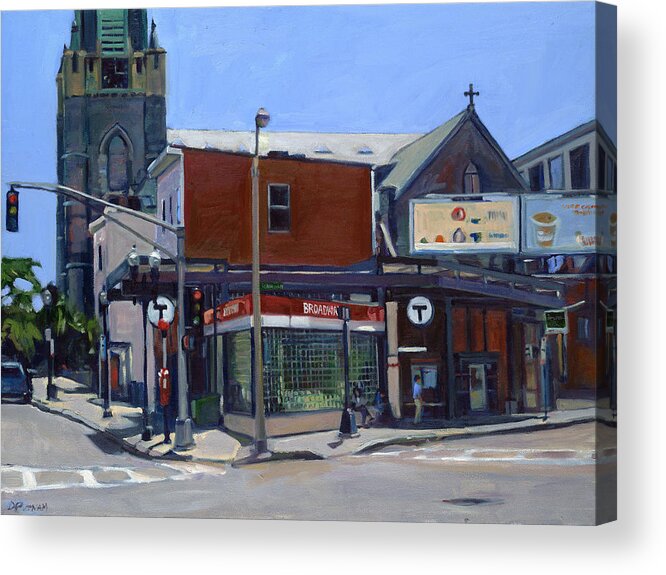 Broadway Acrylic Print featuring the painting Broadway Station by Deb Putnam