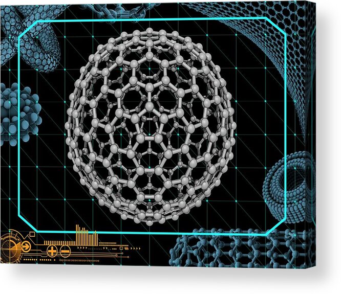 Allotrope Acrylic Print featuring the photograph Buckyball C320 Molecule by Laguna Design/science Photo Library