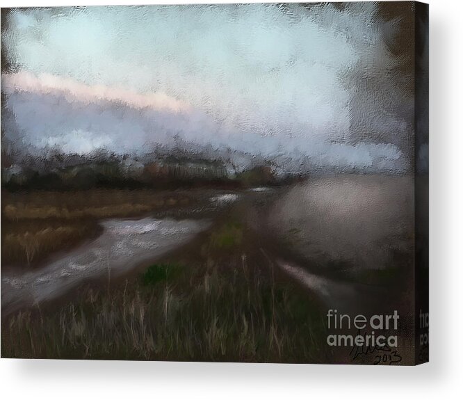 Landscape Acrylic Print featuring the digital art Budleigh Salterton by Jon Munson II