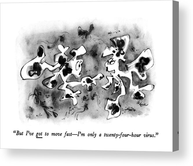 

 One Virus Speaks To Another. 
Illness Acrylic Print featuring the drawing But I've Got To Move Fast - I'm Only by Lee Lorenz
