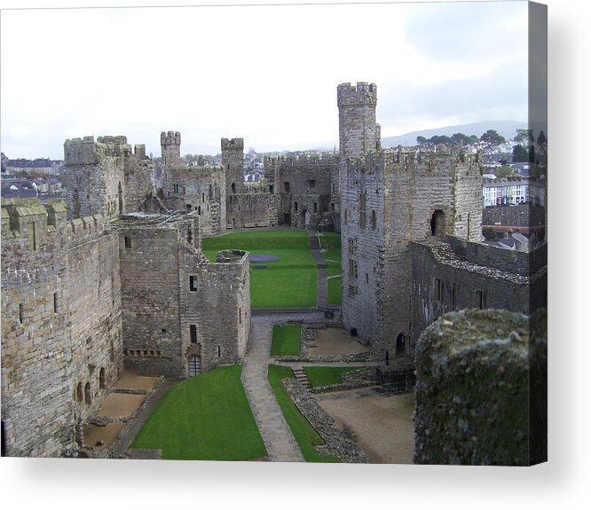 Castles Acrylic Print featuring the photograph Caernarfon castle by Christopher Rowlands