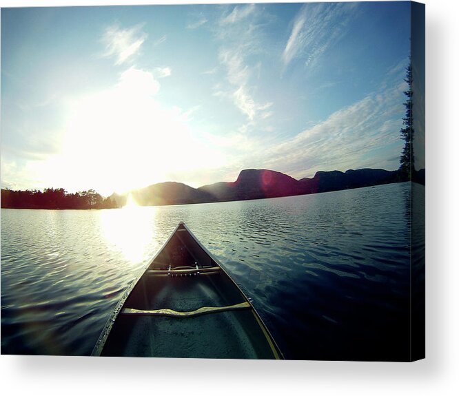 Scenics Acrylic Print featuring the photograph Canoe In Sunset by Torfinn