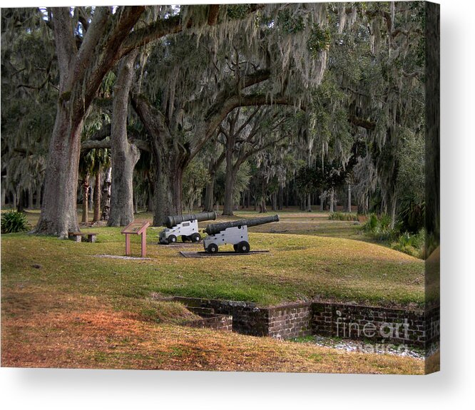 Canons Acrylic Print featuring the painting Canons of Fort Frederica Georgia by Audrey Peaty