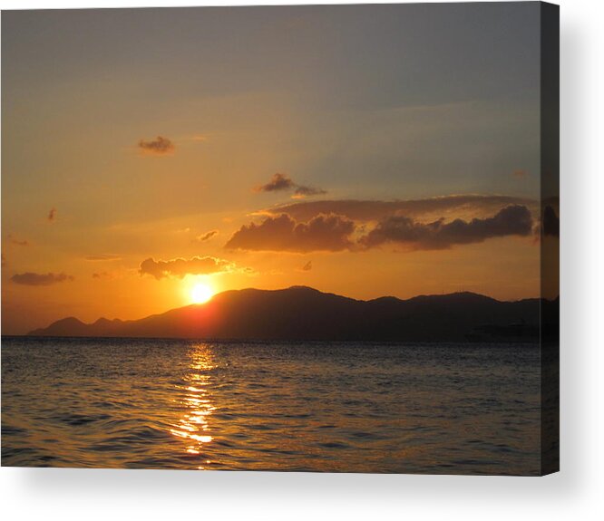 Sunset Acrylic Print featuring the photograph Caribbean Sunset Moment by Life Makes Art