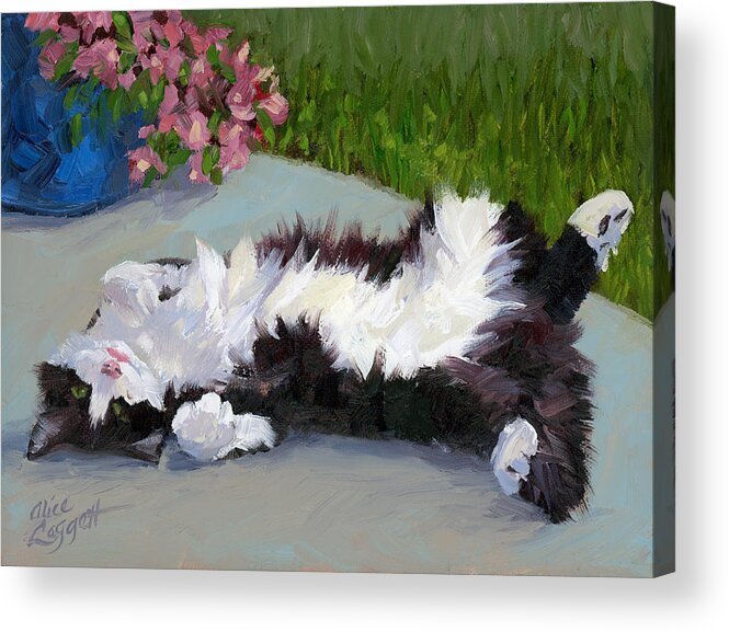 Cat Acrylic Print featuring the painting Cat on a Hot Day by Alice Leggett