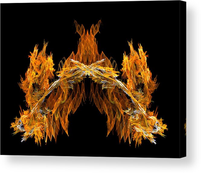 Fire Acrylic Print featuring the digital art Cave of the Fire Creature by R Thomas Brass
