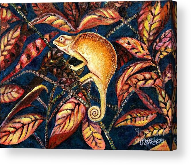 Chameleon Acrylic Print featuring the painting Changing Colors by Caroline Street