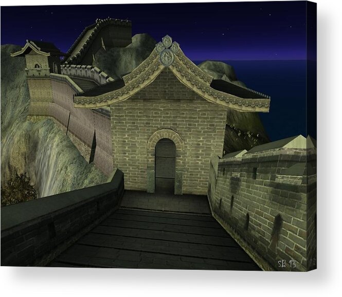 Chinese Wall Acrylic Print featuring the digital art Chinese wall by Susanne Baumann