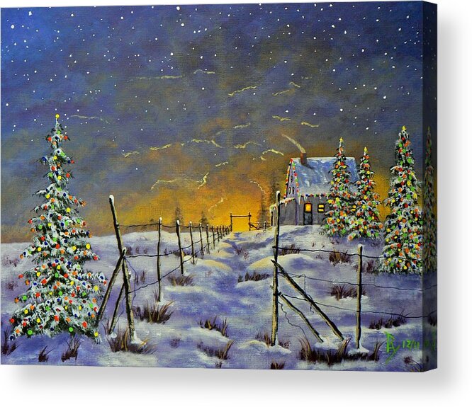 Christmas Acrylic Print featuring the painting Christmas in the Country by Ray Nutaitis
