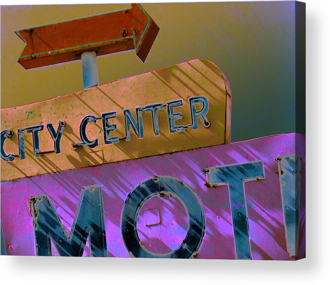  City Center Motel Acrylic Print featuring the photograph City Center Motel Sepia Variation by Gail Lawnicki
