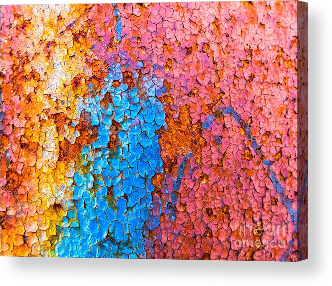 Abstract Acrylic Print featuring the photograph Colorful cracks by Silvia Ganora