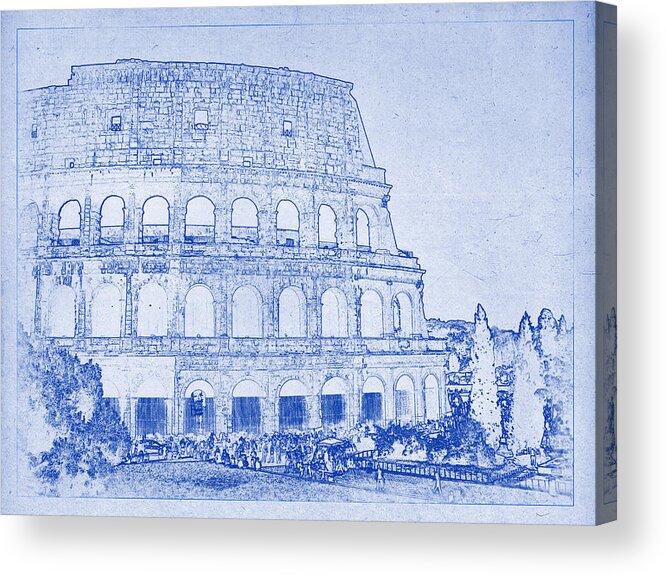 Colosseum Acrylic Print featuring the photograph Colosseum of Rome Blueprint by Kaleidoscopik Photography