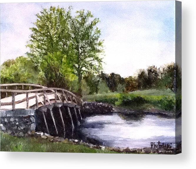 Concord Bridge Acrylic Print featuring the painting Concord Bridge by Cindy Plutnicki