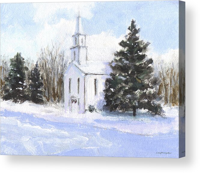 Country Church Acrylic Print featuring the painting Country church by J Reifsnyder