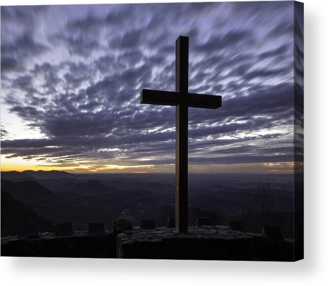 Cross Acrylic Print featuring the photograph Cross over the Clouds by Nian Chen