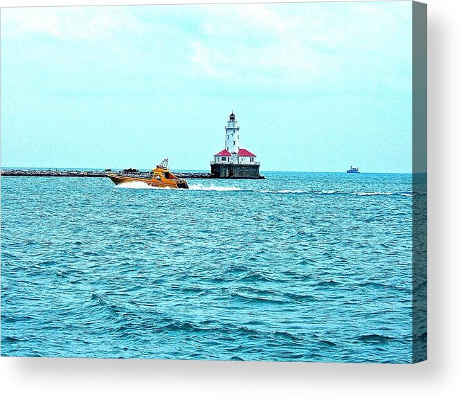 Water Acrylic Print featuring the photograph Cruising Chicago Lakefront by Lori Strock