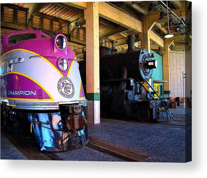 Fine Art Acrylic Print featuring the photograph Diesel and Steam by Rodney Lee Williams