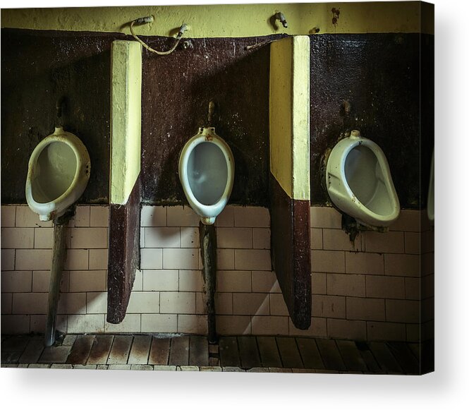 Bathroom Acrylic Print featuring the photograph Dirty urinals by Dutourdumonde Photography