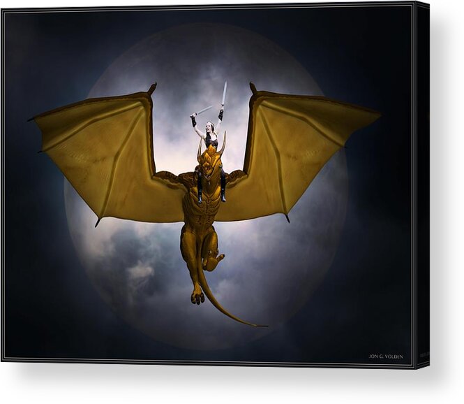 Dragon Acrylic Print featuring the painting Dragon Rider by Jon Volden